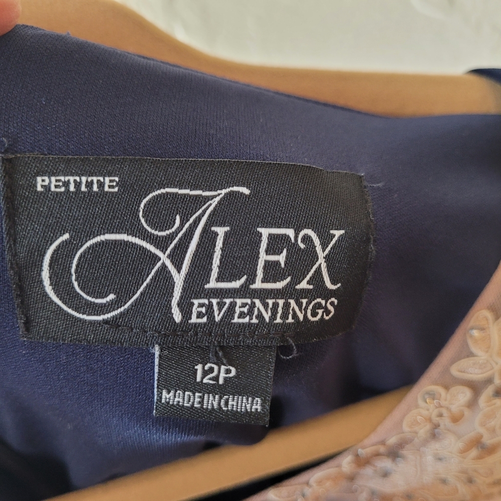 Alex Evening Petite Gown Navy Sz 12P NWT - Picture 9 of 11